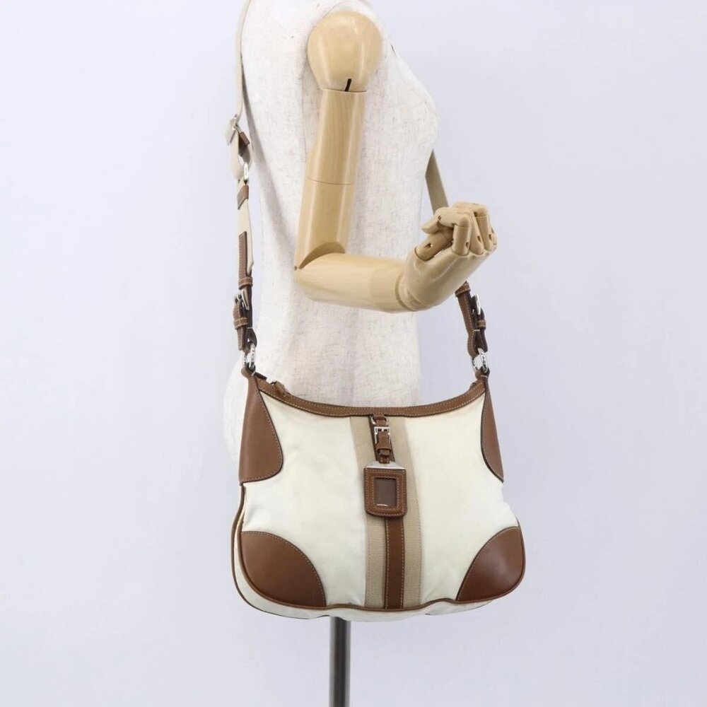 PRADA Shoulder Bag Nylon Beige Silver Auth ka273 - Picture 14 of 16